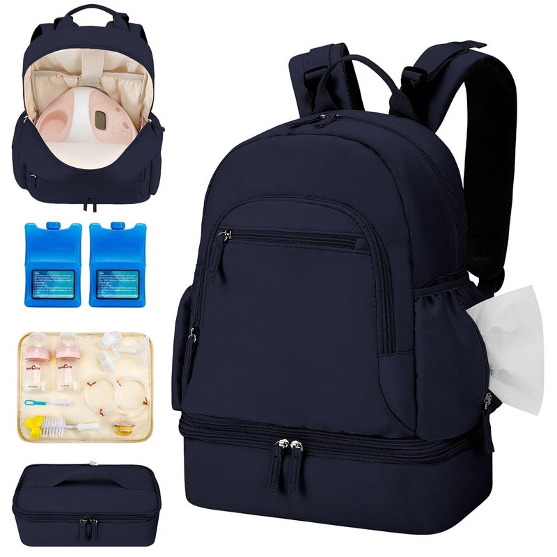 GDNasist Breast Pump Backpack Fit for Spectra S1 and S2 with Removable Cooler Compartment, Pumping Bag for Pump Accessories, Breast Pump Bag for Work, Travel and Family Use Blue - Image 1